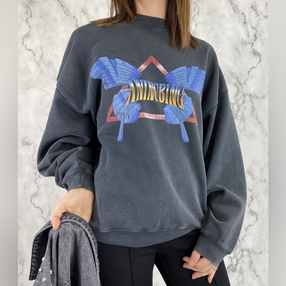 SOLD Anine Bing Harvey Crew Neck Butterfly in Washed Black Grey size M - Picture 9 of 15